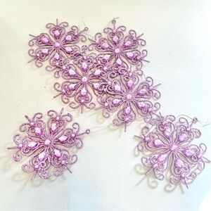 ⭐️ 5/$18 THE BALLET COLLECTION Ornaments (6) Lavender Jeweled Snowflakes